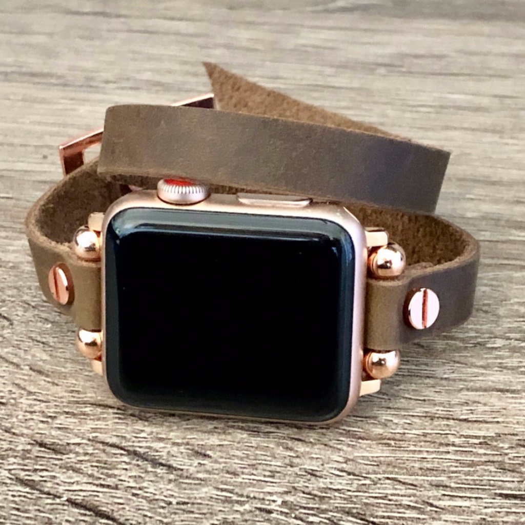 Artisan Brown Wrap Apple Iwatch Rose Gold Bracelet